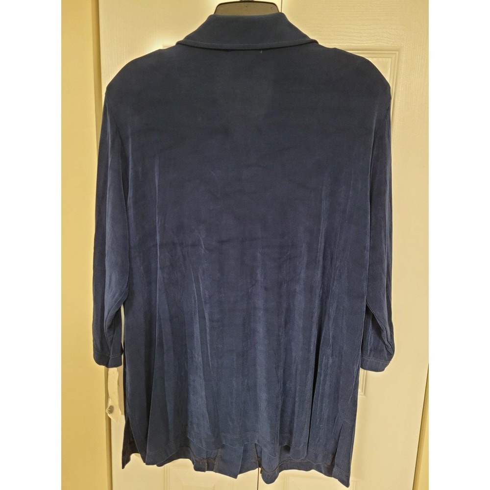 Draper's & Damon's Navy Button Down Blouse‎ Size 1X Stretch Office Careerwear - Picture 4 of 4